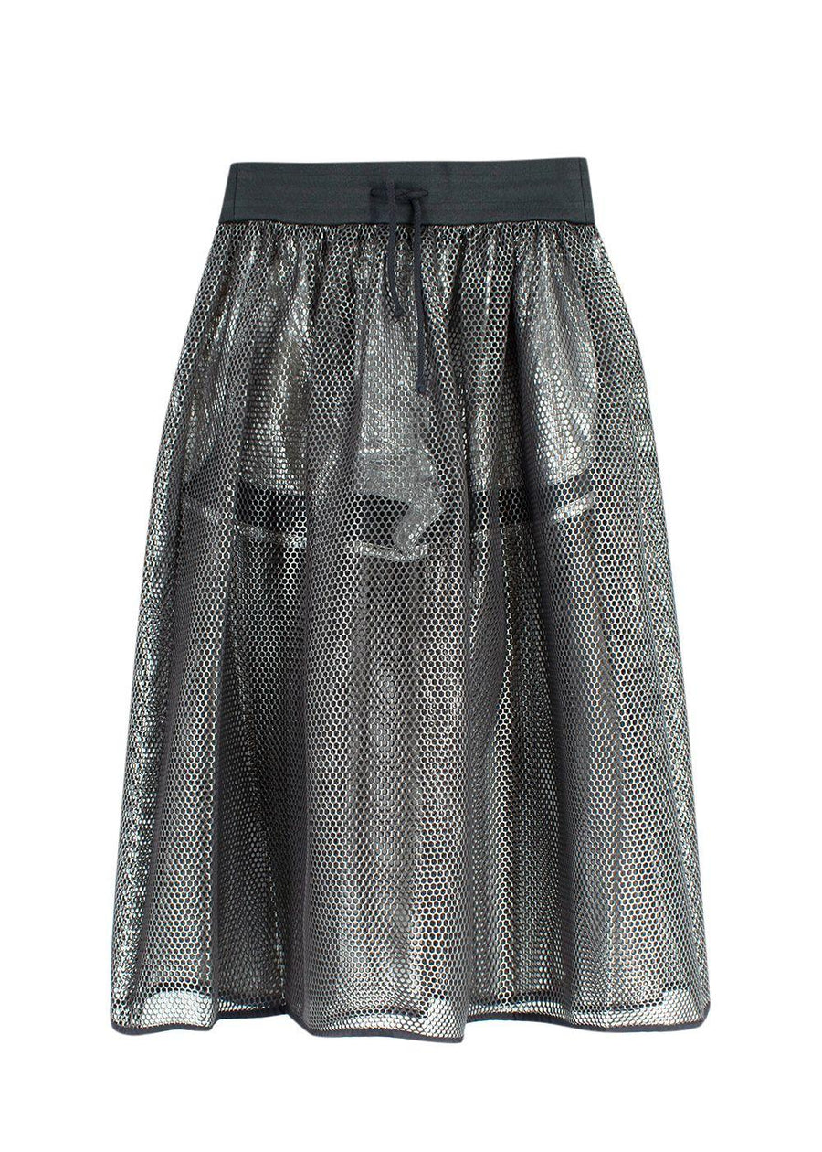 Dior Fall 2021 Metallic Silver Mesh Midi Skirt