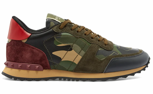 Camouflage Printed Rockstud Sneakers