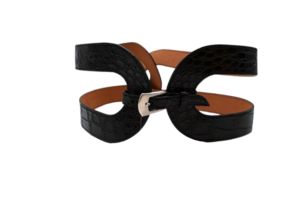 Maison Vaincourt Black crocodile waspie belt 75 - no cites