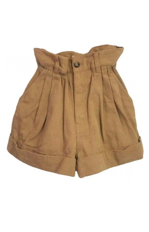 Elasticated Waist Tan Cotton Shorts