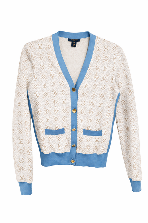 Louis Vuitton White and Blue Cardigan