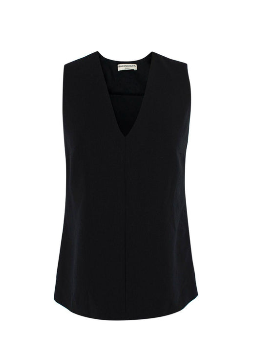 Balenciaga Black Crepe Top with Pink Tie Back