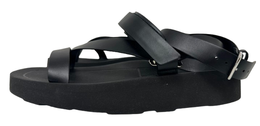 Hermes Black Leather and Rubber Galaxy Sandals