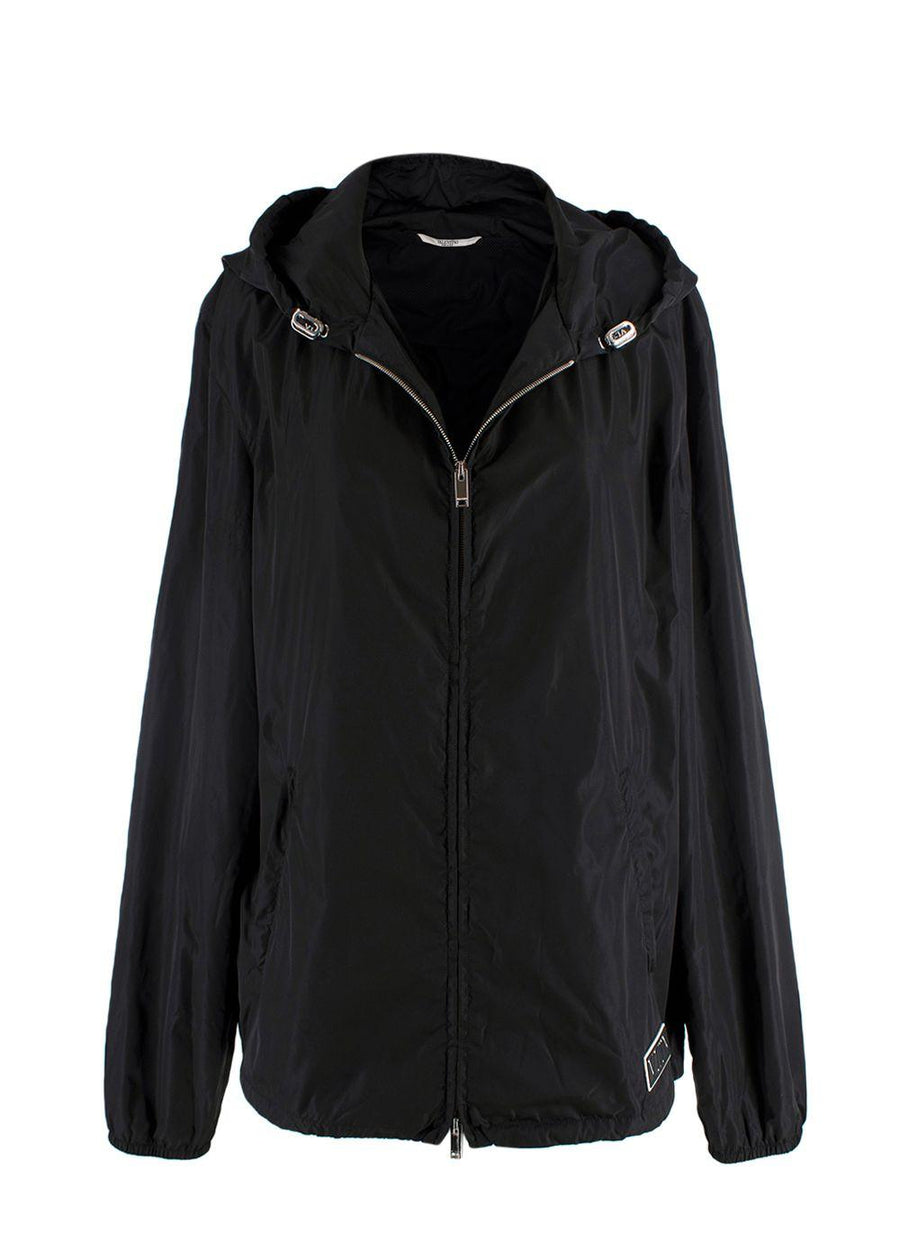 Valentino Black Hooded VLTN Rain Jacket