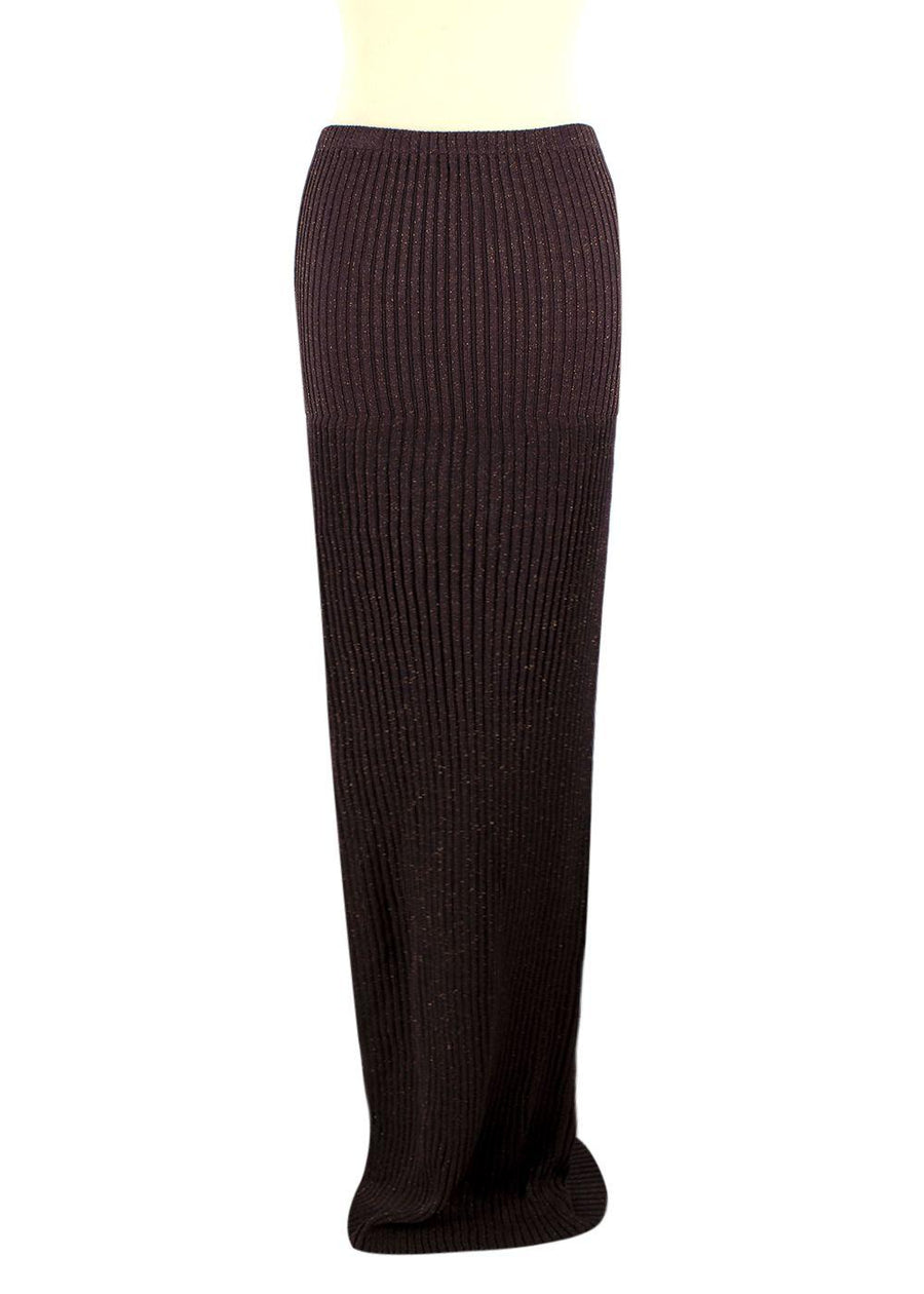 Aya Muse Brown Ribbed Maxi Skirt