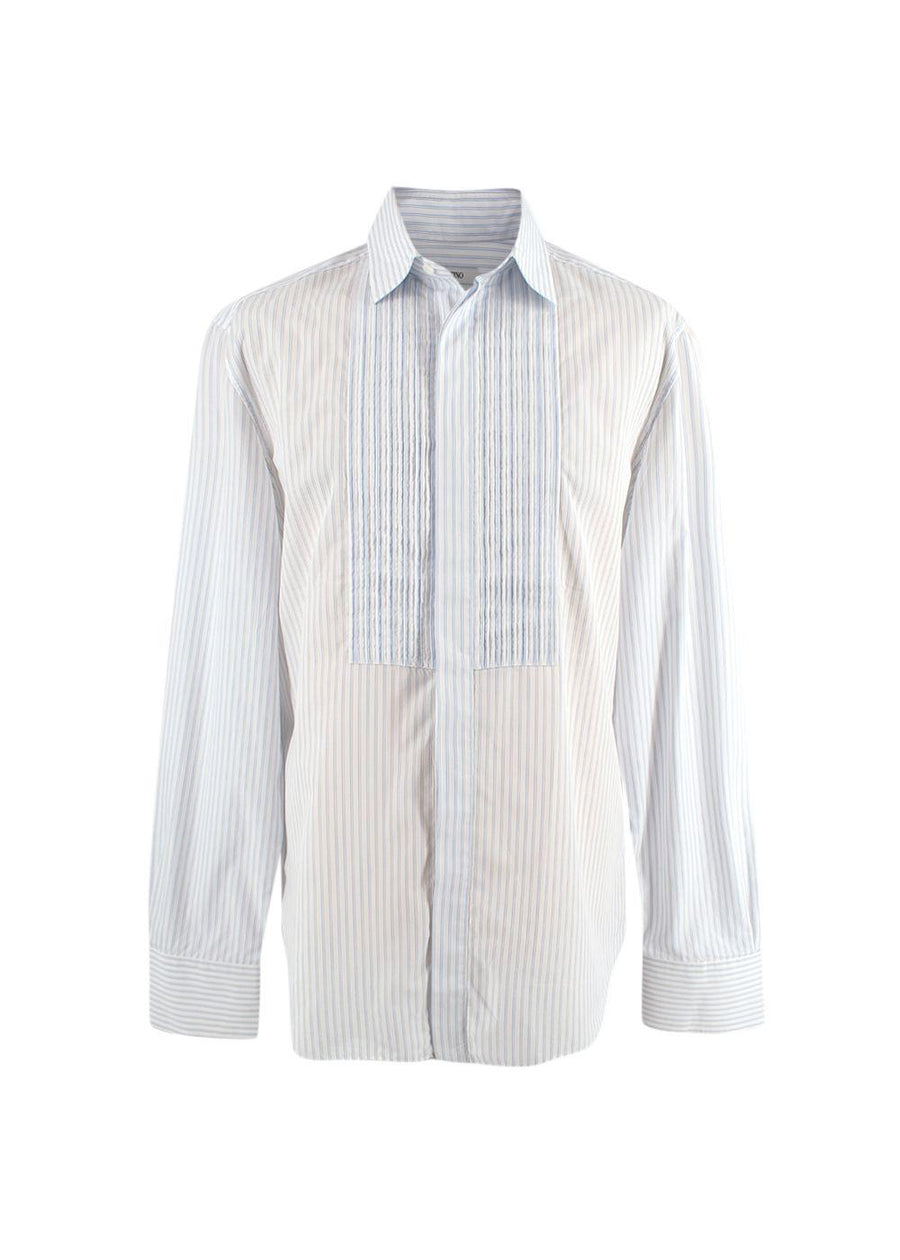 Blue Striped Cotton Dress Shirt