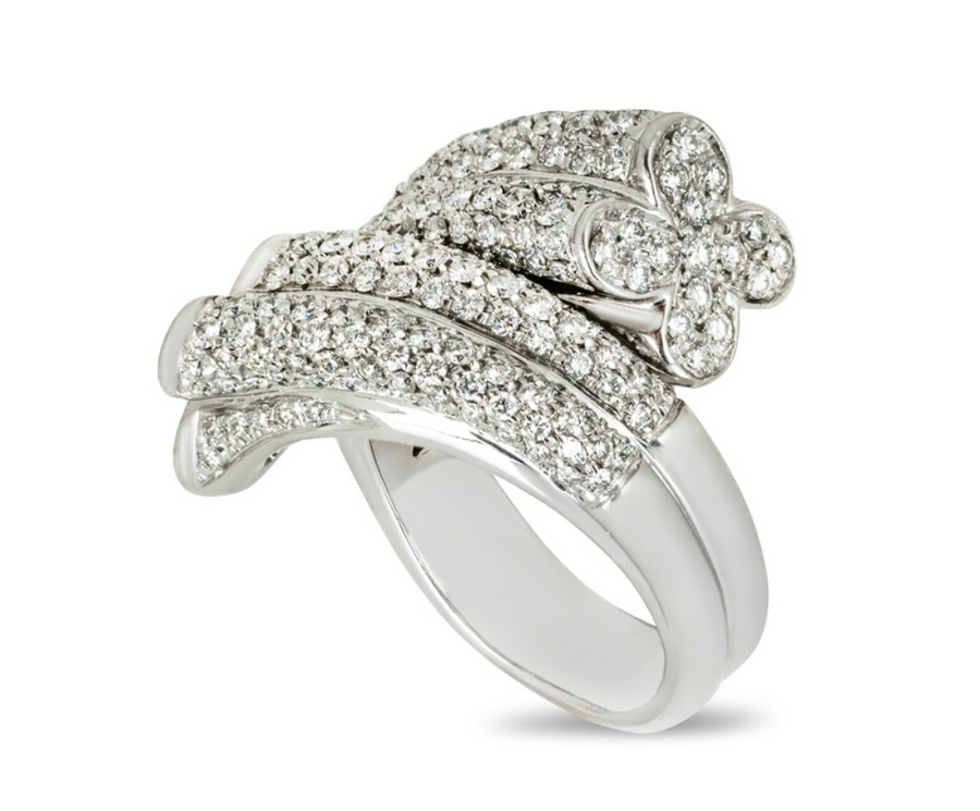 White Gold Diamond Bypass Ring 3.22ct