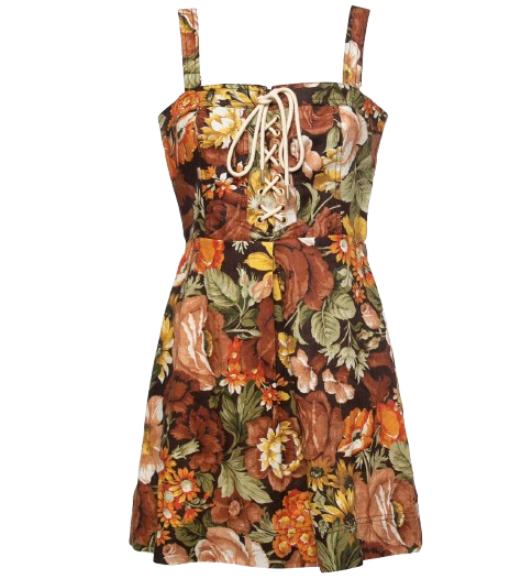 Zimmermann Bonita Lace-up Floral Mini Dress