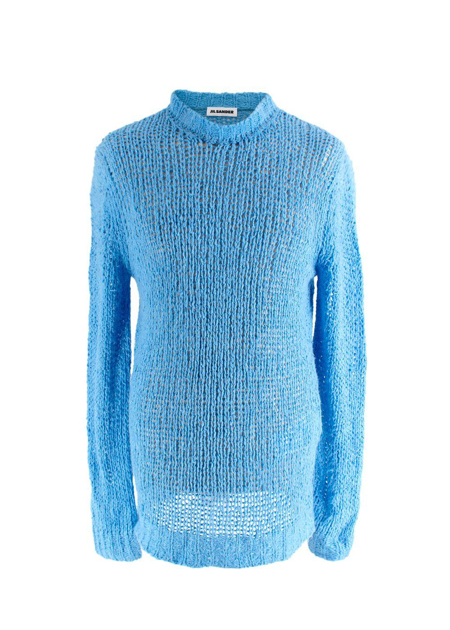 Jil Sander Blue Knitted Linen Jumper