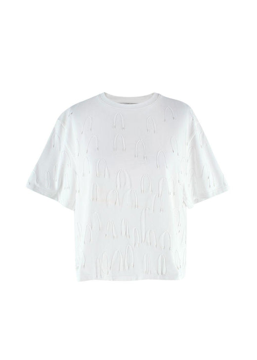Simkhai Amaru White String-Embellished T-Shirt
