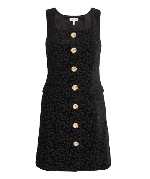 Saloni Mika Embroidered Velvet Mini Dress