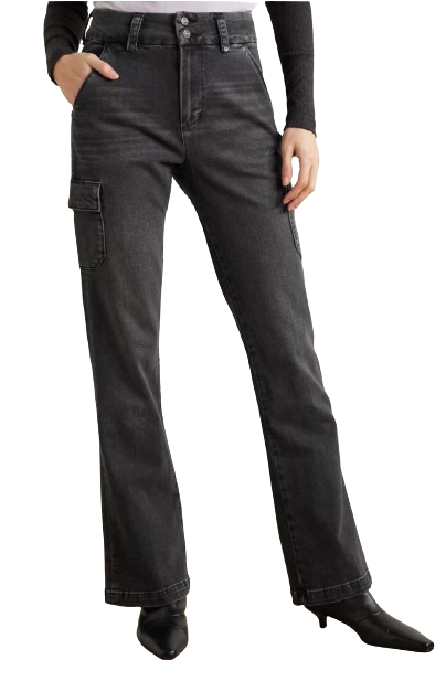 Paige Grey Dion High Rise Flared Cargo Jeans