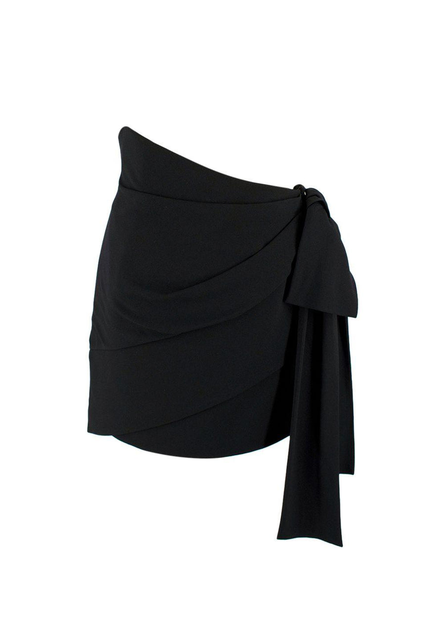 Saint Laurent Black Asymmetric Draped Mini Skirt
