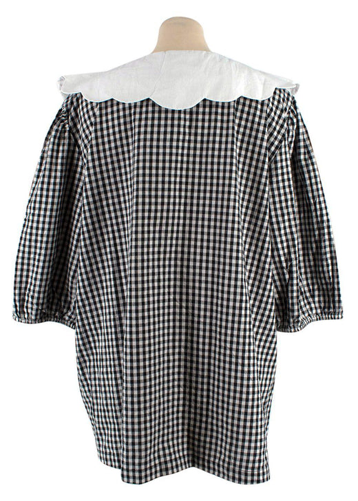 Batsheva Black and White Gingham Scalloped Collar Top