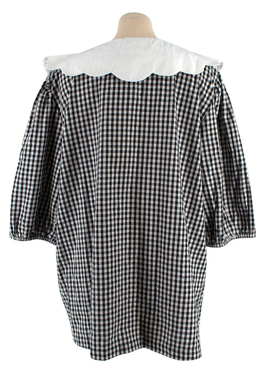 Batsheva Black and White Gingham Scalloped Collar Top