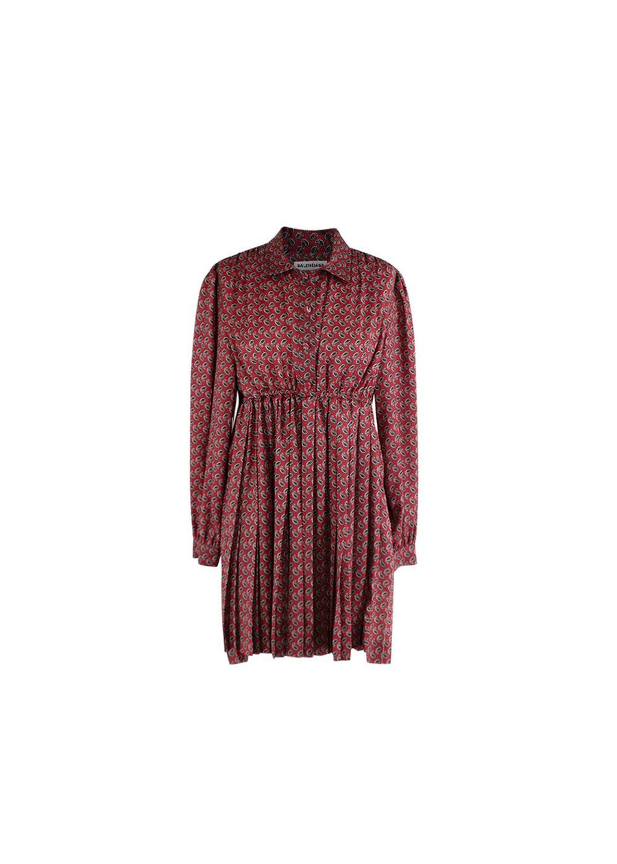 Red & black paisley pears satin babydoll dress