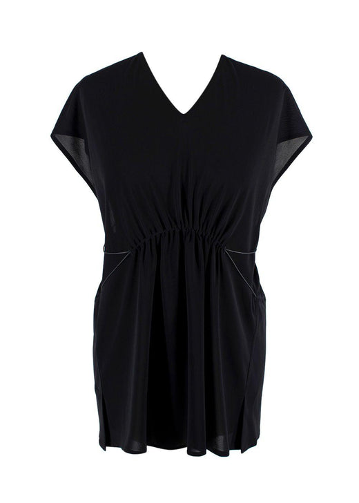 Alaia Black Crepe Ruched Blouse