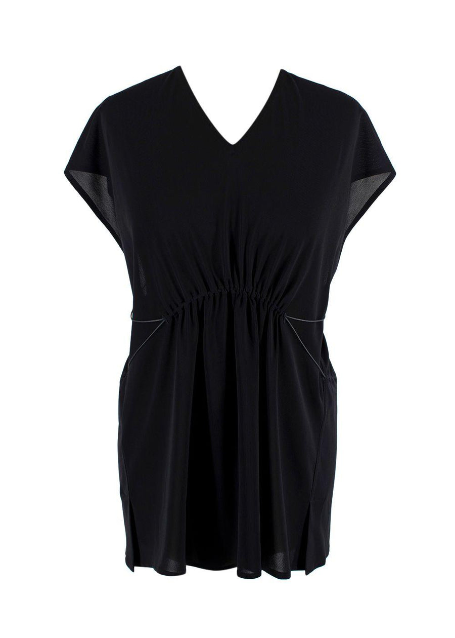 Alaia Black Crepe Ruched Blouse