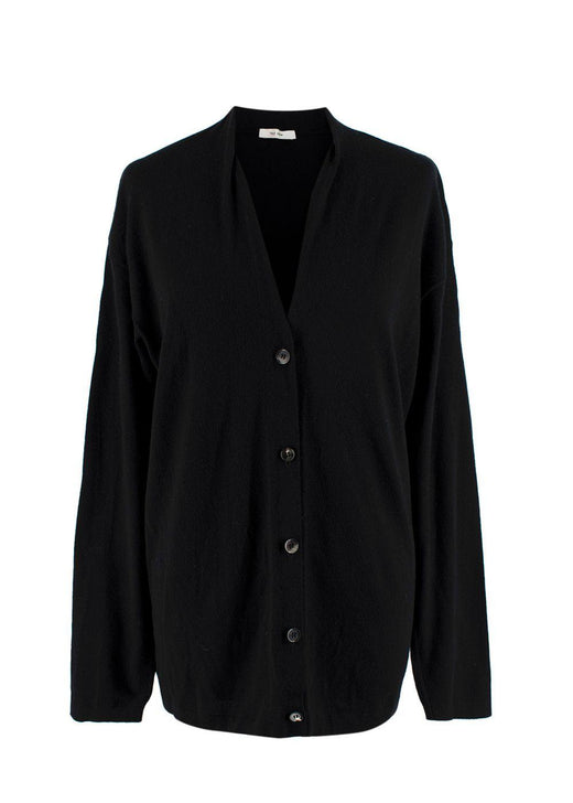 The Row Black Fine Knit Wool Cardigan
