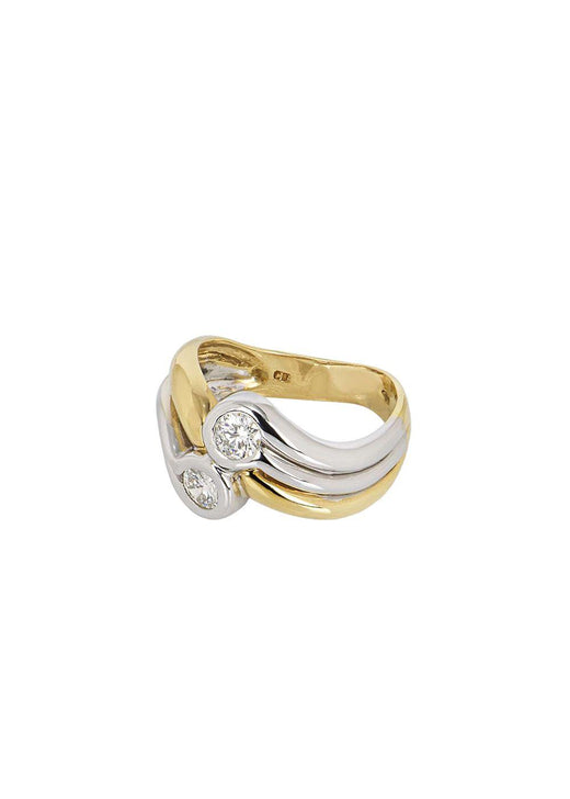 18ct yellow gold, white gold & white diamond dress ring 52EU
