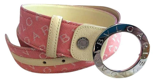 Bvlgari Pink Canvas Logo Belt