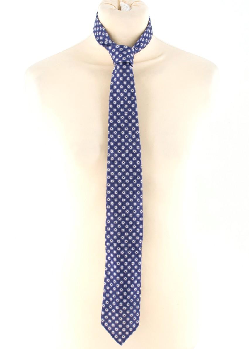 Ulturale Napoli Blue Floral Print Wool Tie