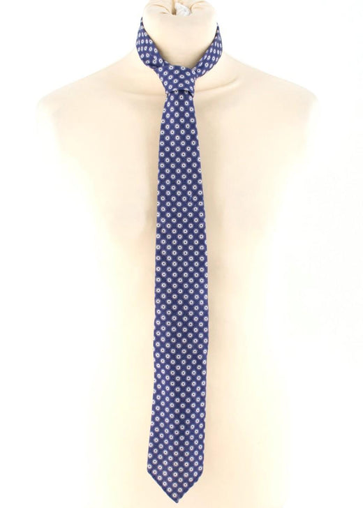 Ulturale Napoli Blue Floral Print Wool Tie