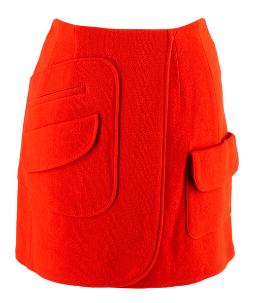 Dior Bright Orange Virgin Wool Mini Wrap Skirt