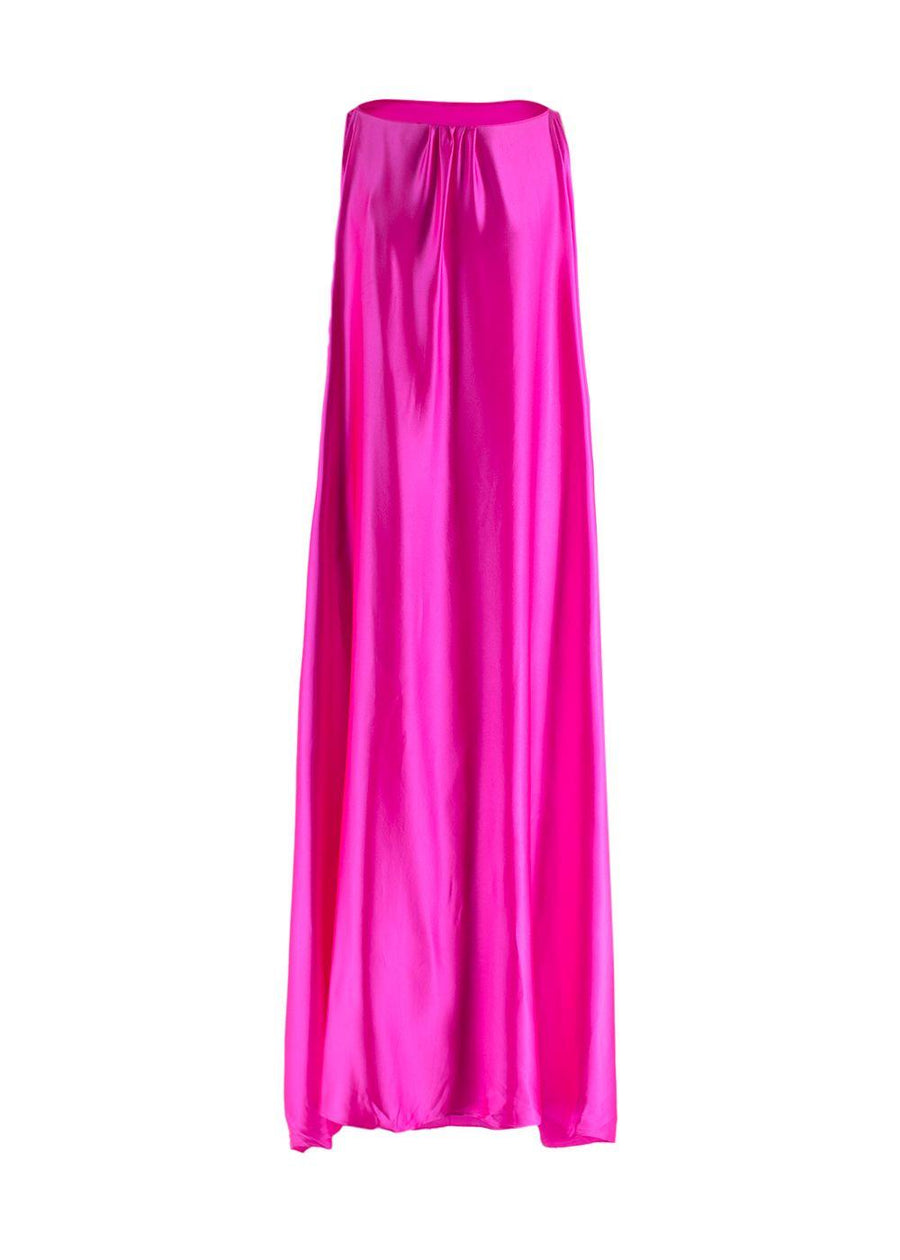 Bernadette Pink Judy Sleeveless Silk-satin Dress with Cape Design