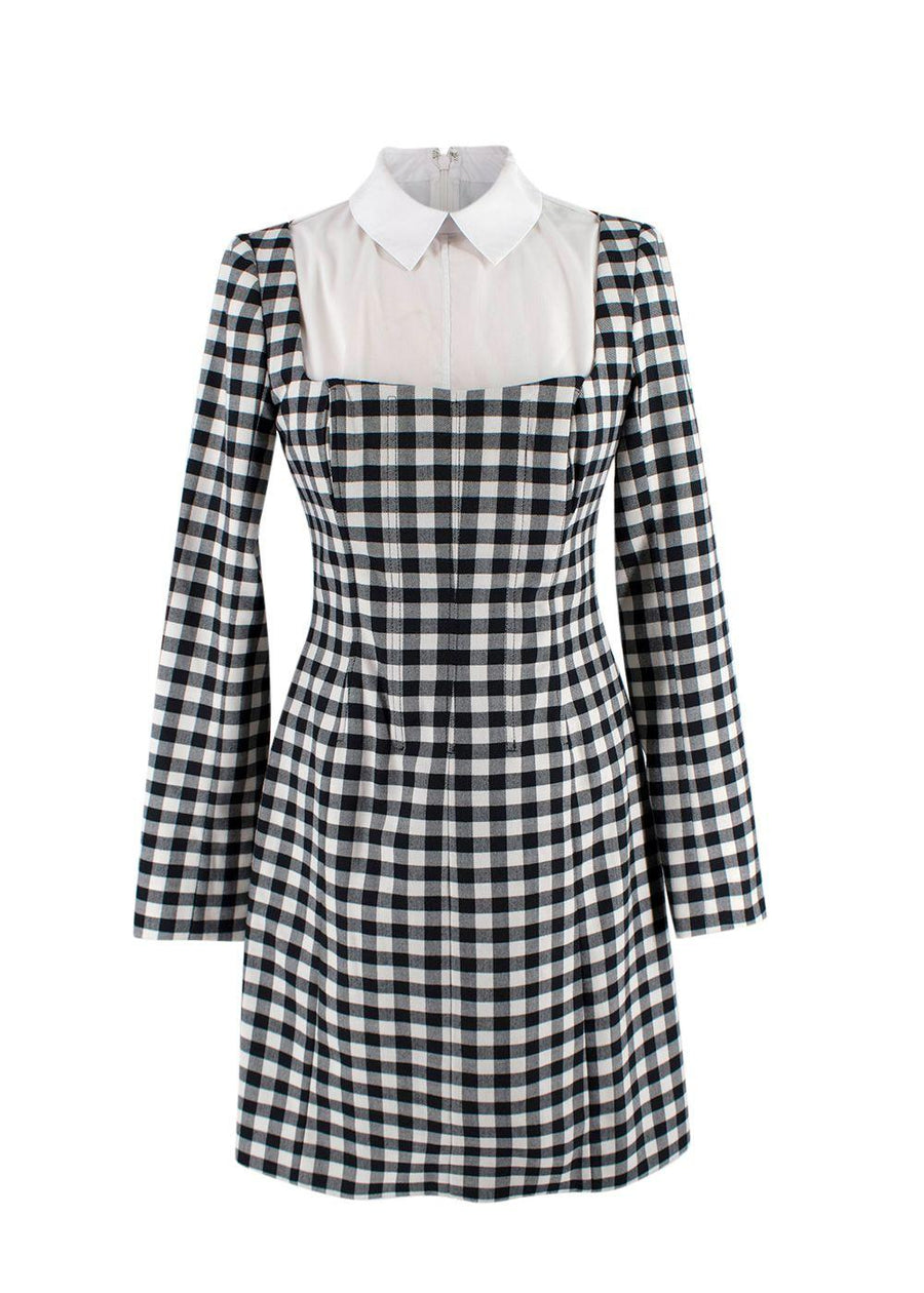 Black Lela Rose Gingham Stretch Cotton Dress