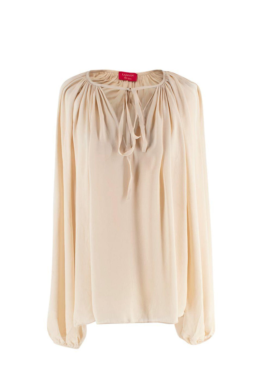 Lanvin Nude Drawstring Silk Blouse