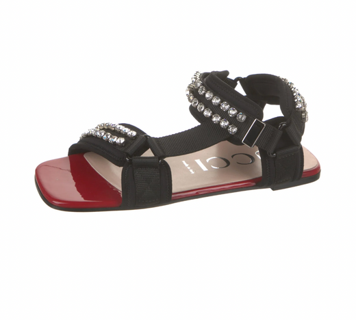 Crystal Embellished Sport Strap Sandals
