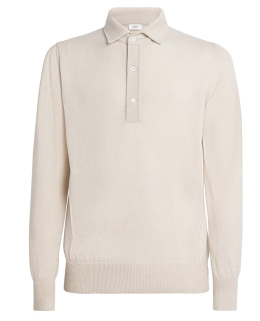 Lardini Cashmere Long-Sleeve Polo Shirt