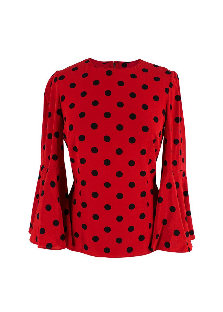 Dolce & Gabbana Red and Black Polka Dot Blouse