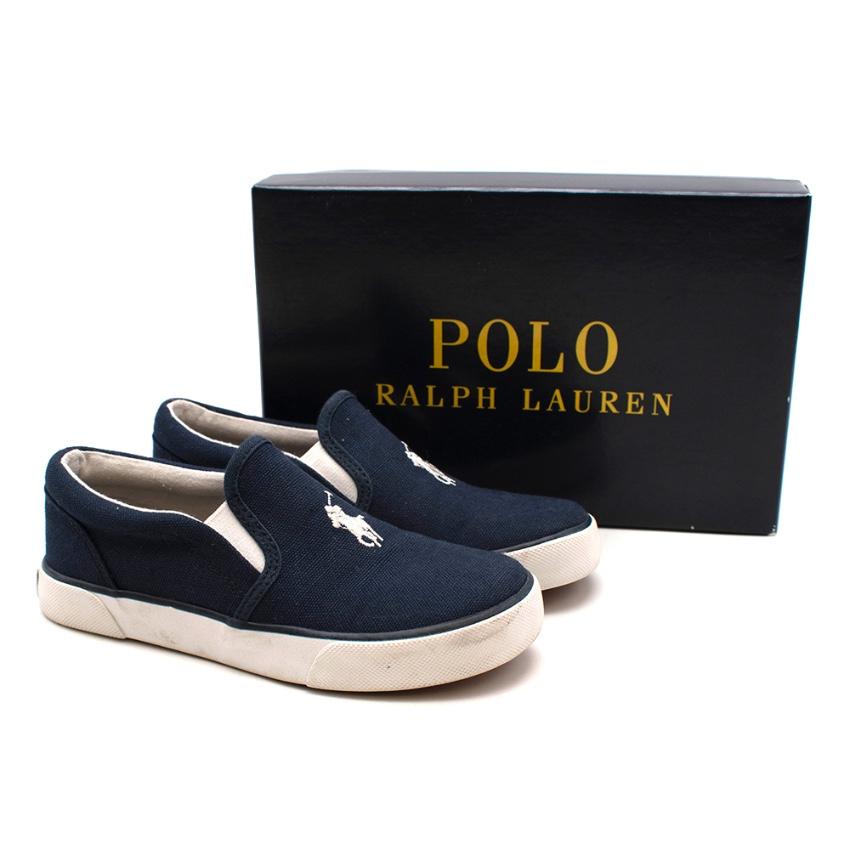 Polo Ralph Lauren Navy Canvas Pony Logo Trainers