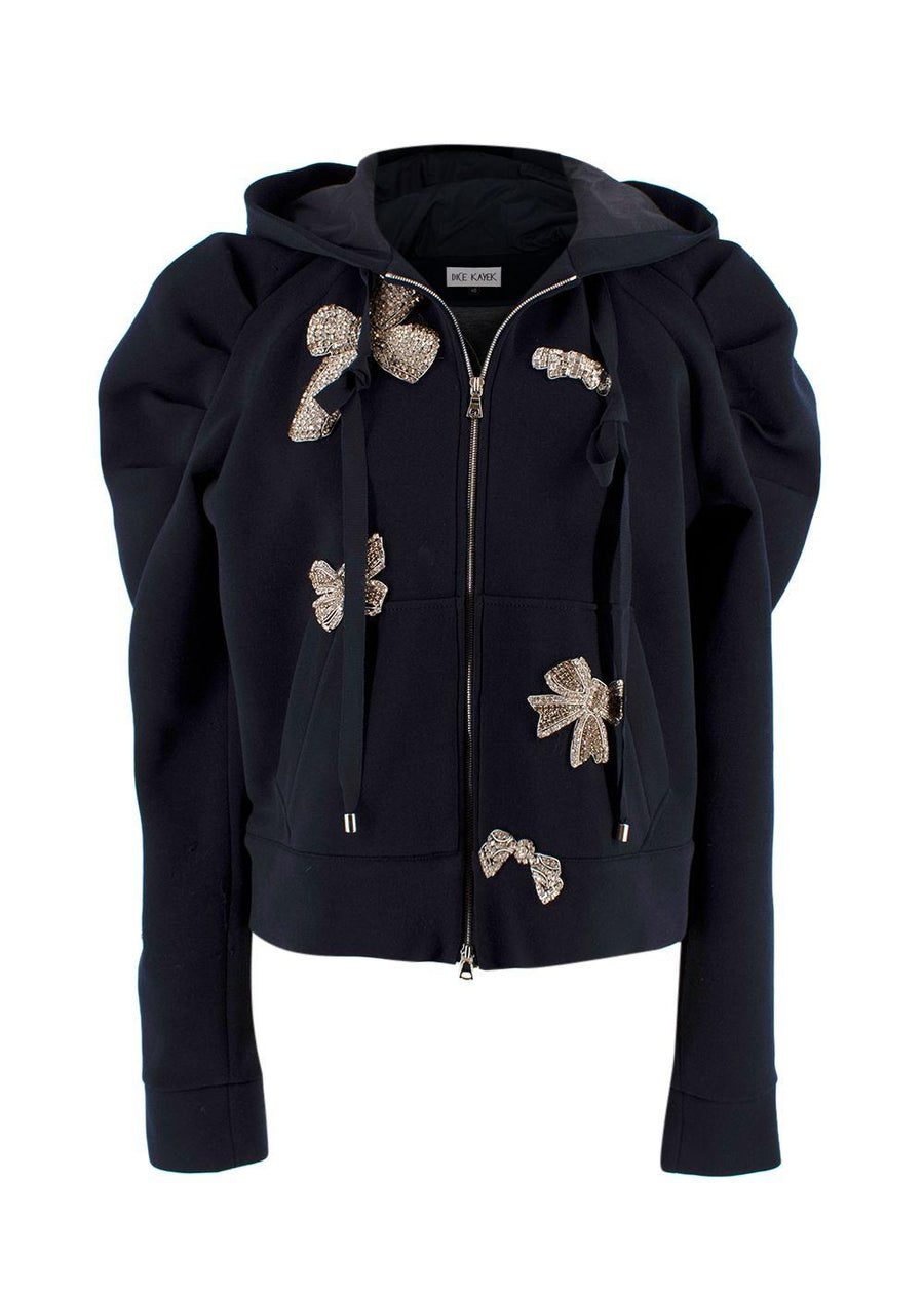 Dice Kayek Crystal Bow Embellished Puff Sleeve Jacket