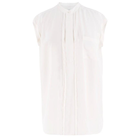 Vince fringe-trimmed silk-crepe shirt