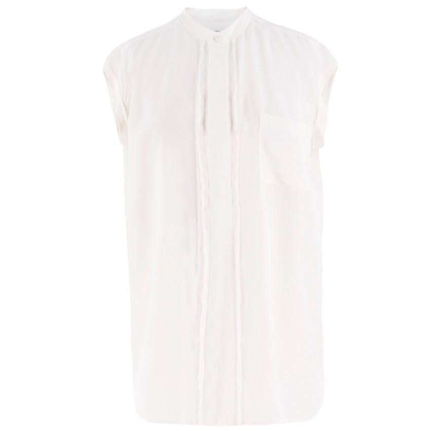 Vince fringe-trimmed silk-crepe shirt