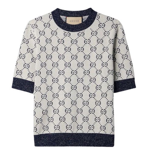 Gucci Metallic Monogram Short Sleeve Jumper