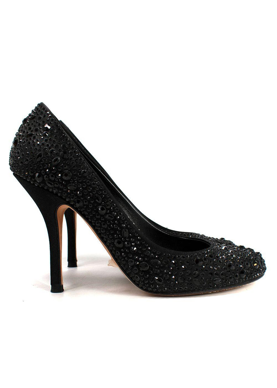 Gina Black Swarovski Crystal Embellished Pumps