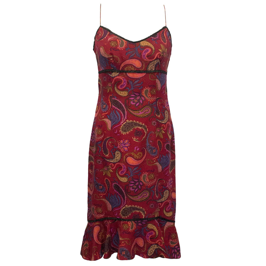 Nicole Miller red Paisley Print Silk Dress