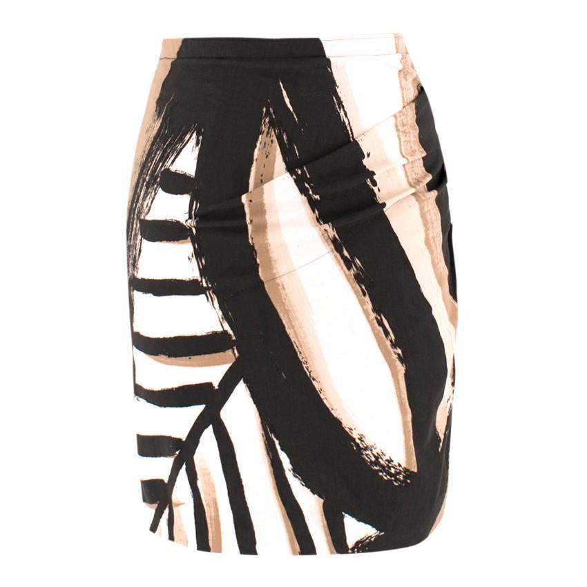 Donna Karan Side-Gathered Abstract-Print Mini Skirt