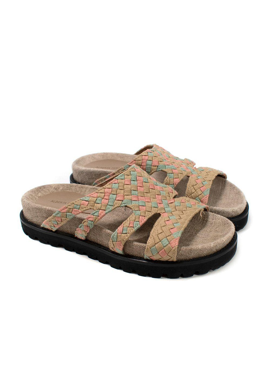 Alberta Ferretti Woven Beige Sandals