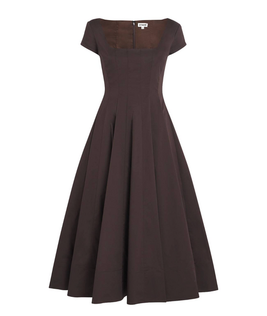 Staud Brown Wells Midi Dress
