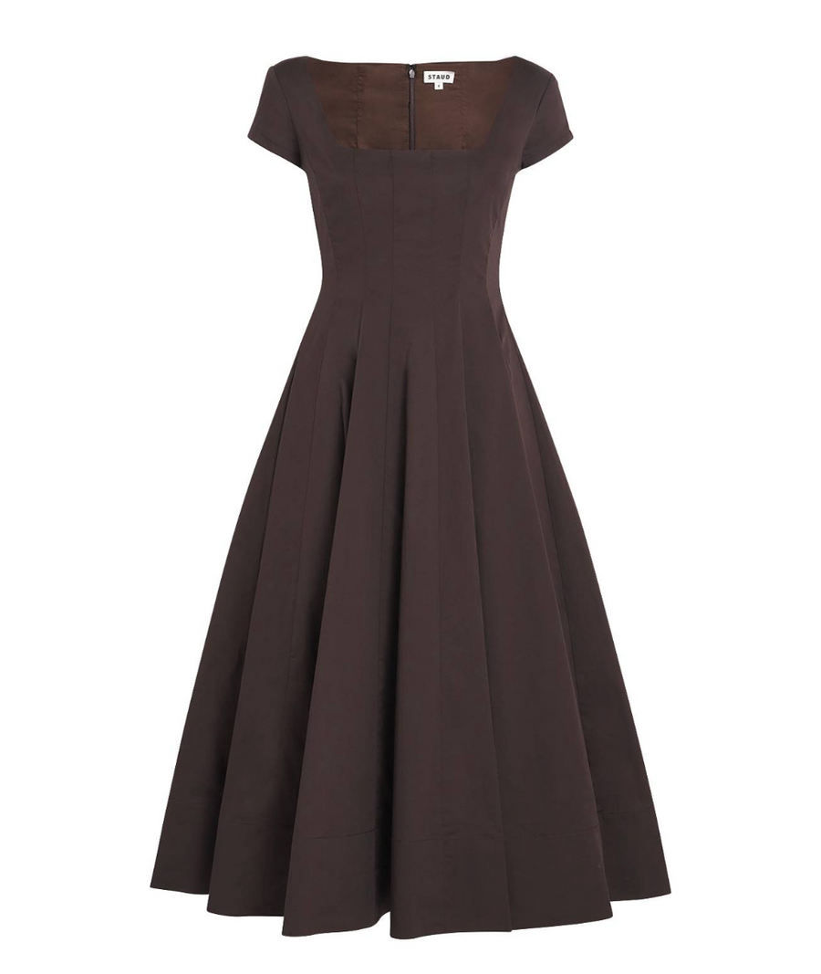 Staud Brown Wells Midi Dress