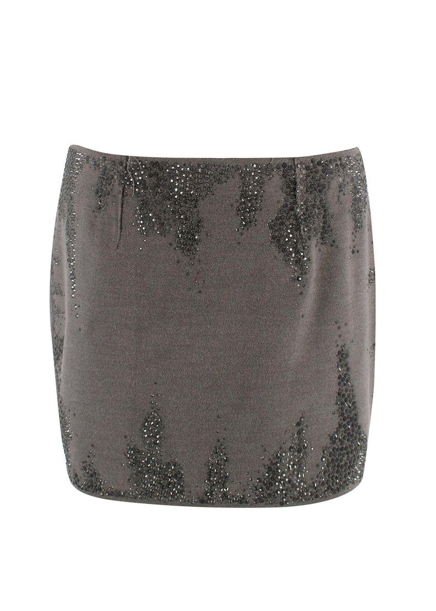 16Arlington grey Haile rhinestone-embellished mini skirt