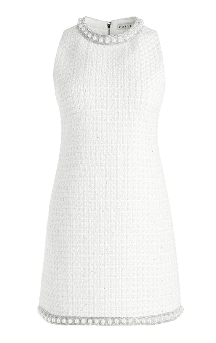 Alice and Olivia White Coley Embellished Mini dress