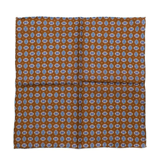 Michele Negri Brown & Blue Wool & Silk Handkerchief