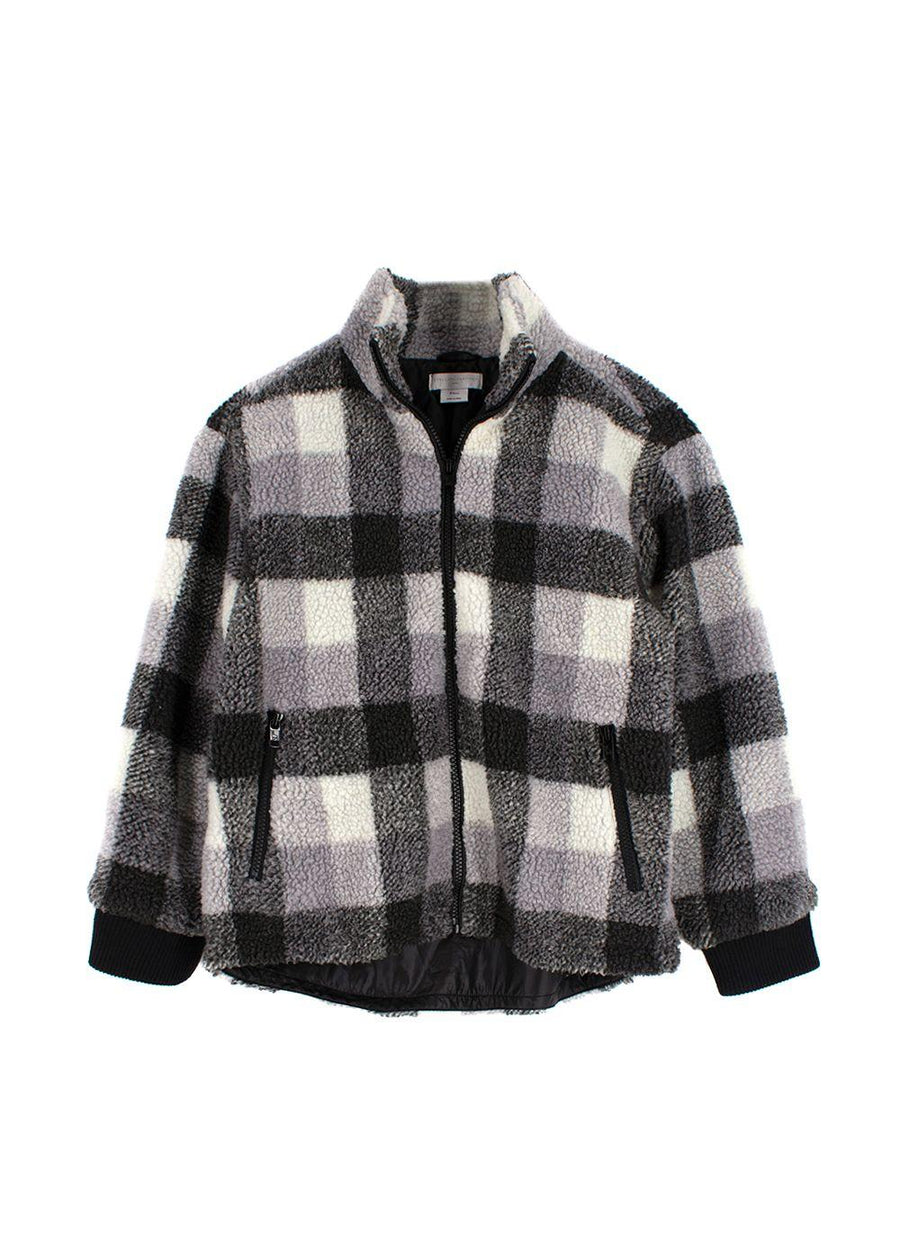 Stella McCartney Kids 10Y Plaid Grey Sherpa Fleece Jacket