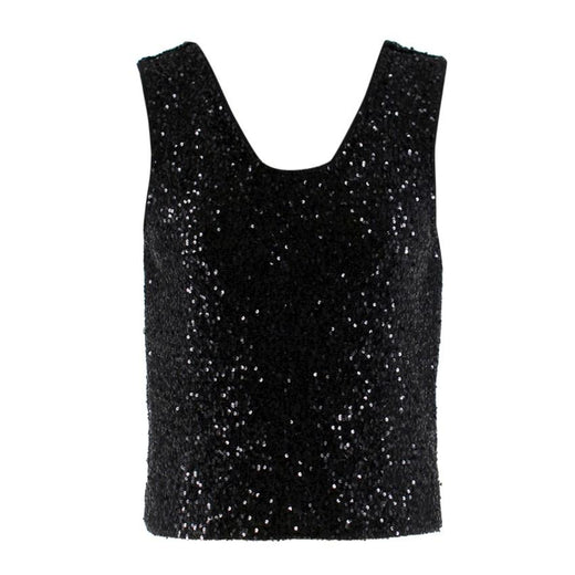 Bespoke Black Sequin Sleeveless Top